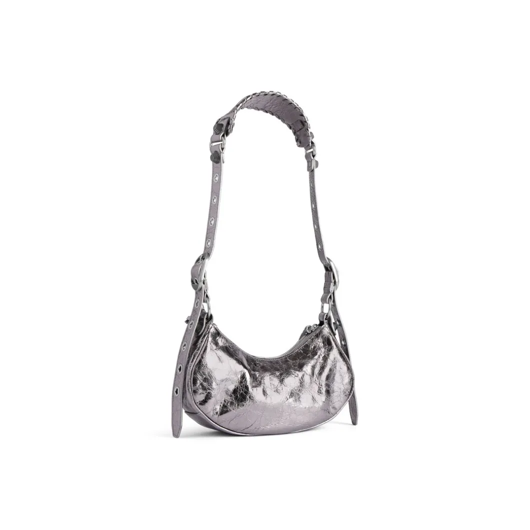 Borsa A Tracolla Le Cagole Xs Metallizzata da Donna in Argento