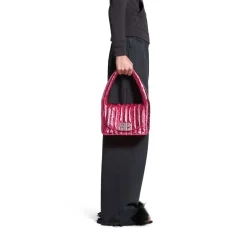 Borsa A Tracolla Monaco Piccola Metallizzata E Trapuntata da Donna in Rosa