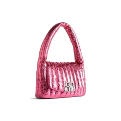 Borsa A Tracolla Monaco Piccola Metallizzata E Trapuntata da Donna in Rosa