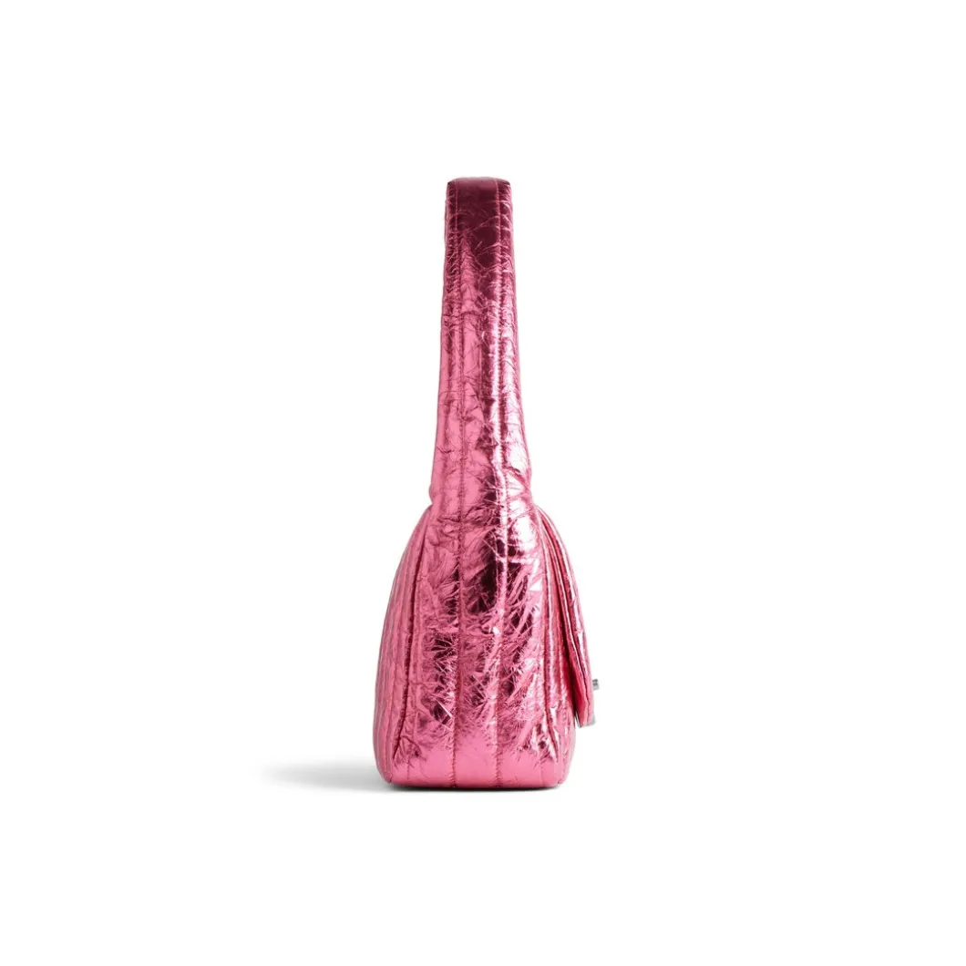 Borsa A Tracolla Monaco Piccola Metallizzata E Trapuntata da Donna in Rosa