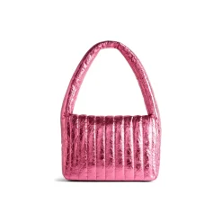 Borsa A Tracolla Monaco Piccola Metallizzata E Trapuntata da Donna in Rosa