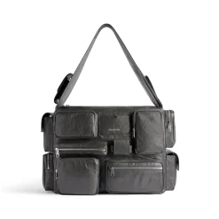 Borsa A Tracolla Superbusy Grande da Uomo in Grigio Scuro