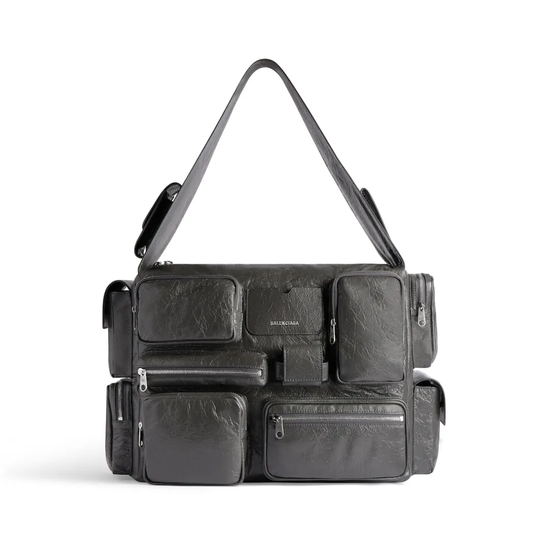 Borsa A Tracolla Superbusy Grande da Uomo in Grigio Scuro