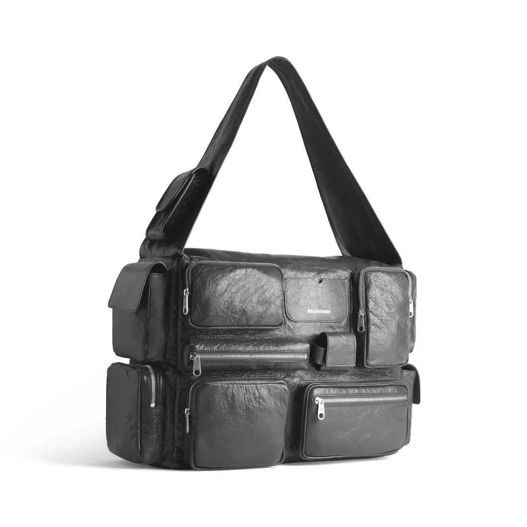 Borsa A Tracolla Superbusy Grande da Uomo in Grigio Scuro
