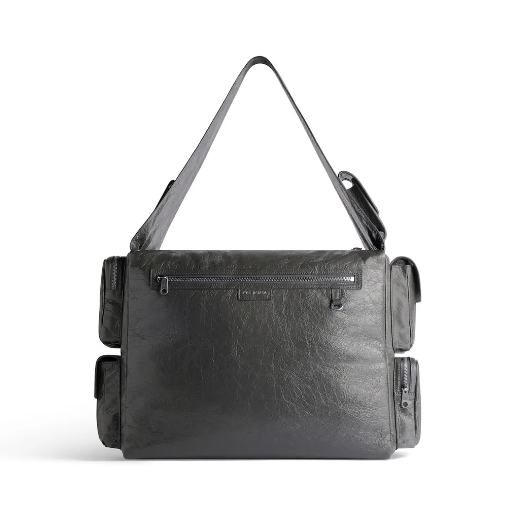 Borsa A Tracolla Superbusy Grande da Uomo in Grigio Scuro