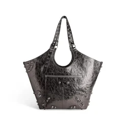 Borsa Carry All Le Cagole Grande Metallizzata da Donna in Grigio