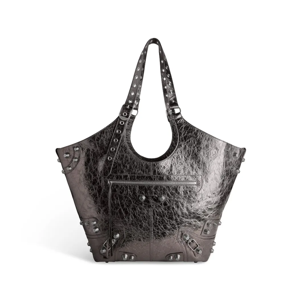 Borsa Carry All Le Cagole Grande Metallizzata da Donna in Grigio