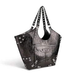 Borsa Carry All Le Cagole Grande Metallizzata da Donna in Grigio