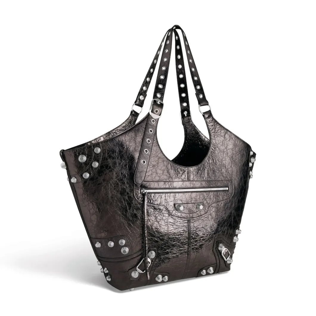 Borsa Carry All Le Cagole Grande Metallizzata da Donna in Grigio