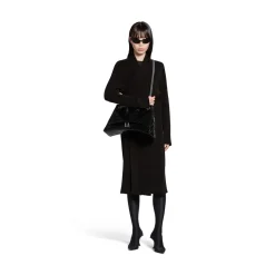 Borsa Con Catena Crush Grande Con Lavorazione Coccodrillo  da Donna in Nero