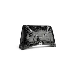 Borsa Con Catena Crush Grande Con Lavorazione Coccodrillo  da Donna in Nero