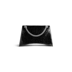 Borsa Con Catena Crush Grande Con Lavorazione Coccodrillo  da Donna in Nero