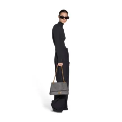 Borsa Con Catena Crush Media da Donna in Grigio Scuro
