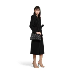 Borsa Con Catena Crush Media Trapuntata  da Donna in Nero