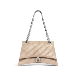 Borsa Con Catena Crush Media Trapuntata da Donna in Marrone