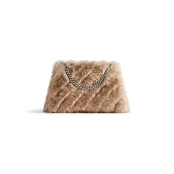 Borsa Con Catena Crush Media da Donna in Beige