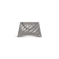 Borsa Con Catena Crush Media Trapuntata da Donna in Grigio Scuro