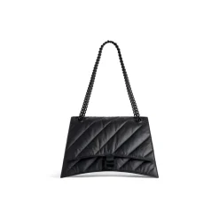 Borsa Con Catena Crush Media Trapuntata  da Donna in Nero