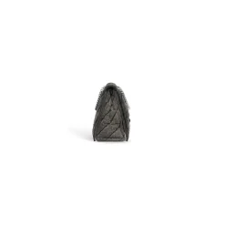 Borsa Con Catena Crush Media In Denim Trapuntato da Donna in Nero