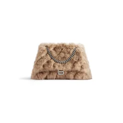 Borsa Con Catena Crush Media da Donna in Beige