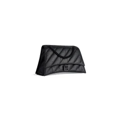 Borsa Con Catena Crush Media Trapuntata  da Donna in Nero