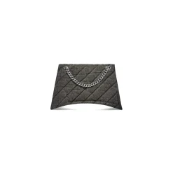Borsa Con Catena Crush Media In Denim Trapuntato da Donna in Nero