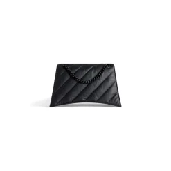 Borsa Con Catena Crush Media Trapuntata  da Donna in Nero