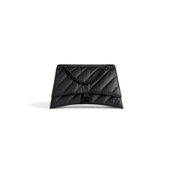 Borsa Con Catena Crush Media Trapuntata  da Donna in Nero