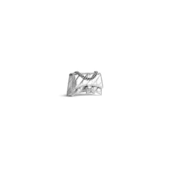 Borsa Con Catena Crush Mini Metallizzata E Trapuntata  da Donna in Argento