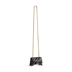 Borsa Con Catena Crush Mini Trapuntata  da Donna in Nero