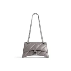 Borsa Con Catena Crush Piccola Trapuntata da Donna in Grigio Scuro