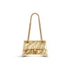 Borsa Con Catena Crush Piccola Metallizzata E Trapuntata  da Donna in Oro
