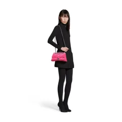 Borsa Con Catena Crush Piccola Trapuntata In Jersey Di Velluto da Donna in Rosa Acceso