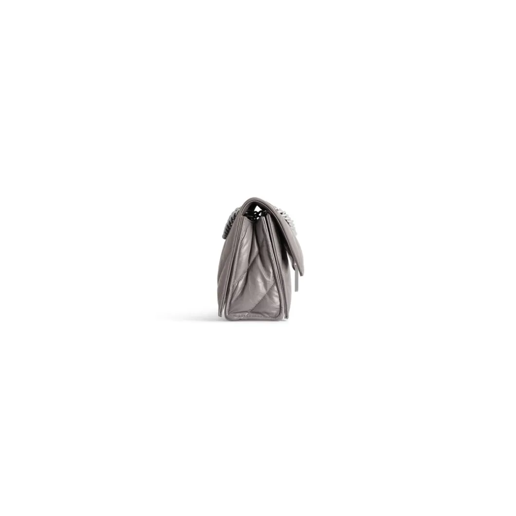Borsa Con Catena Crush Piccola Trapuntata da Donna in Grigio Scuro