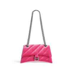 Borsa Con Catena Crush Piccola Trapuntata In Jersey Di Velluto da Donna in Rosa Acceso