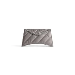 Borsa Con Catena Crush Piccola Trapuntata da Donna in Grigio Scuro