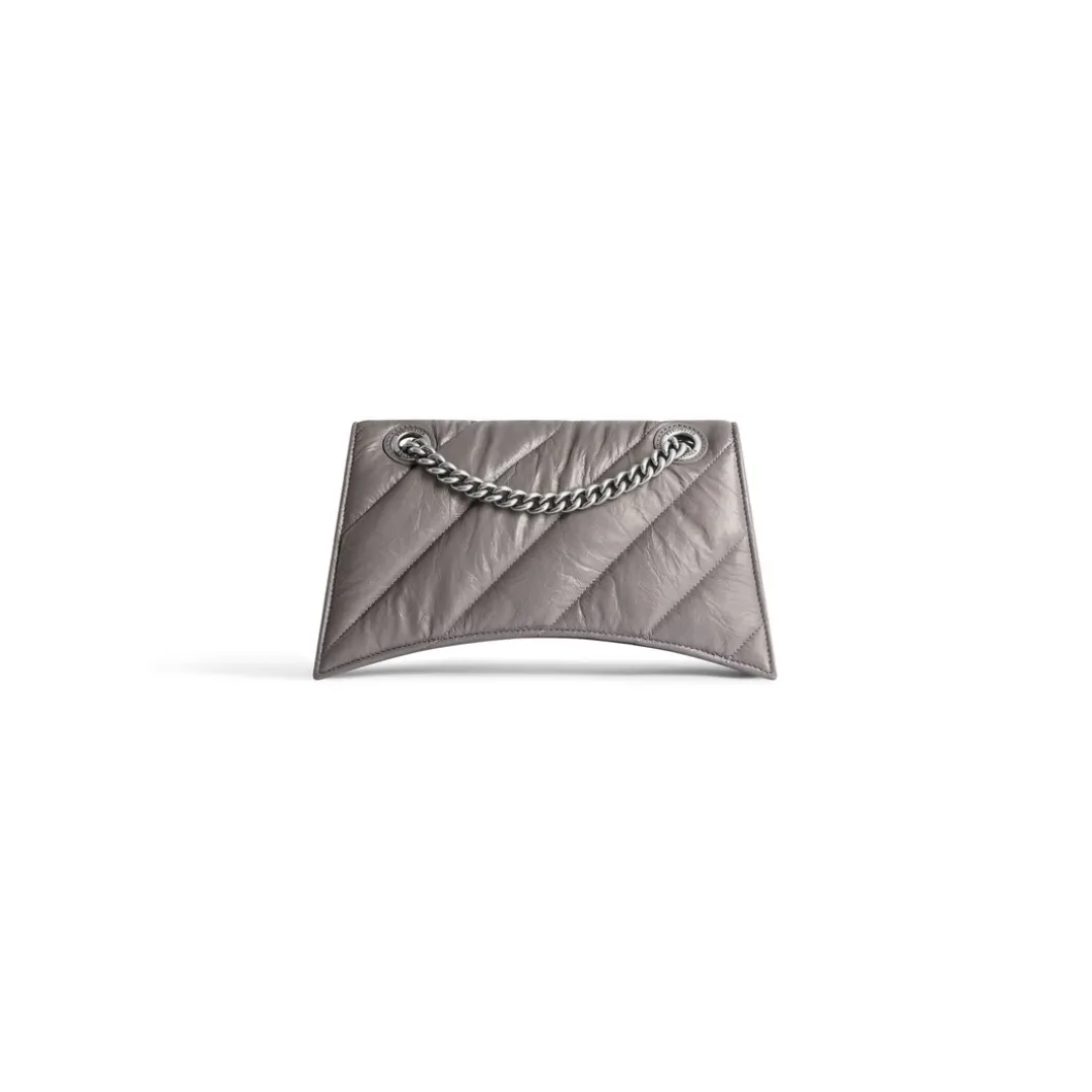 Borsa Con Catena Crush Piccola Trapuntata da Donna in Grigio Scuro