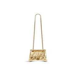 Borsa Con Catena Crush Piccola Metallizzata E Trapuntata  da Donna in Oro