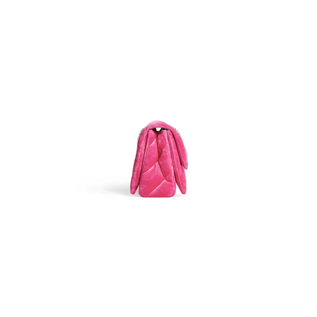 Borsa Con Catena Crush Piccola Trapuntata In Jersey Di Velluto da Donna in Rosa Acceso