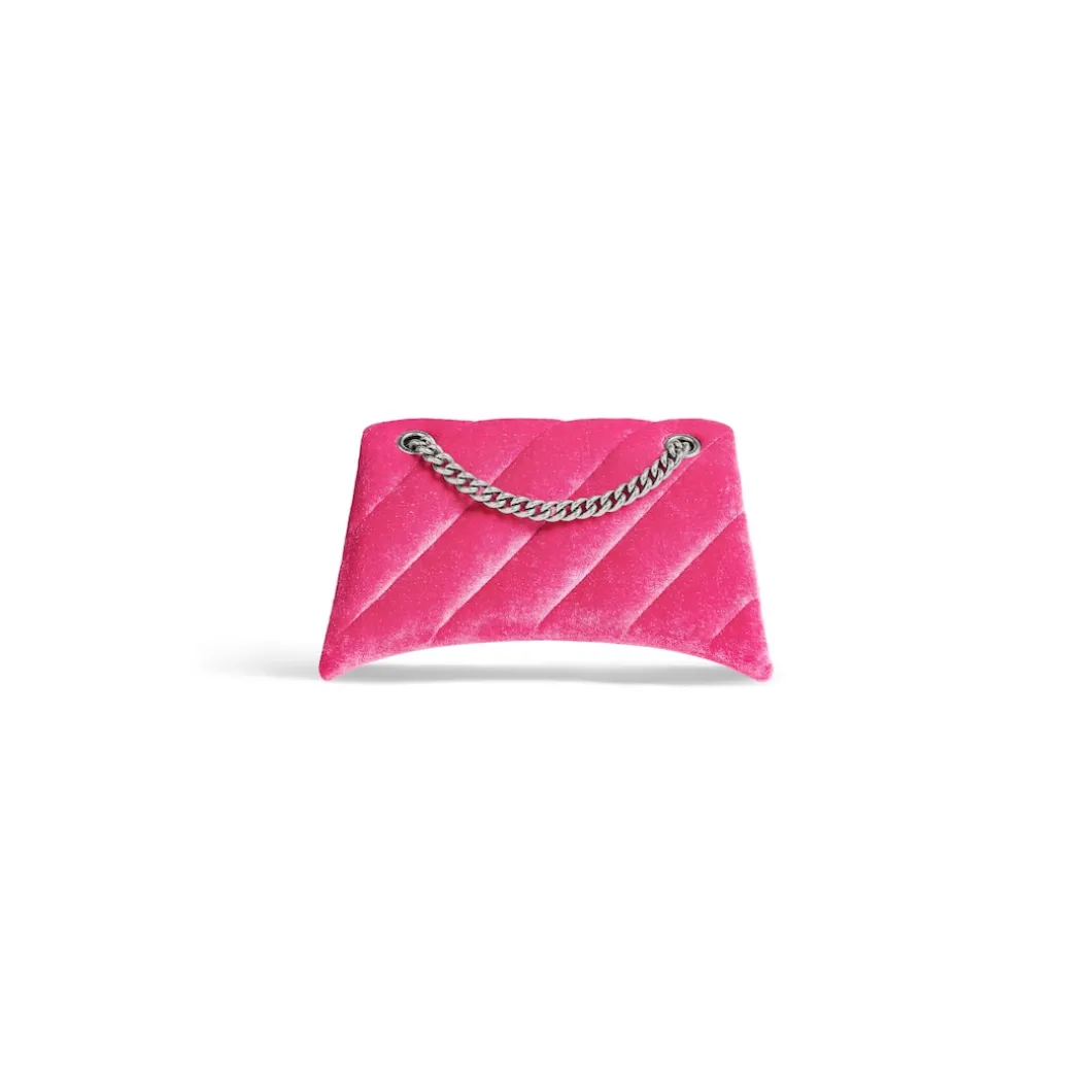 Borsa Con Catena Crush Piccola Trapuntata In Jersey Di Velluto da Donna in Rosa Acceso
