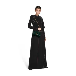Borsa Con Catena Crush Xs Lavorazione Coccodrillo  da Donna in Verde Bosco