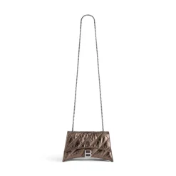 Borsa Con Catena Crush Xs Metallizzata E Trapuntata da Donna in Bronzo