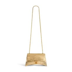 Borsa Con Catena Crush Xs Metallizzata Con Lavorazione Coccodrillo  da Donna in Oro