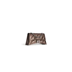 Borsa Con Catena Crush Xs Metallizzata E Trapuntata da Donna in Bronzo