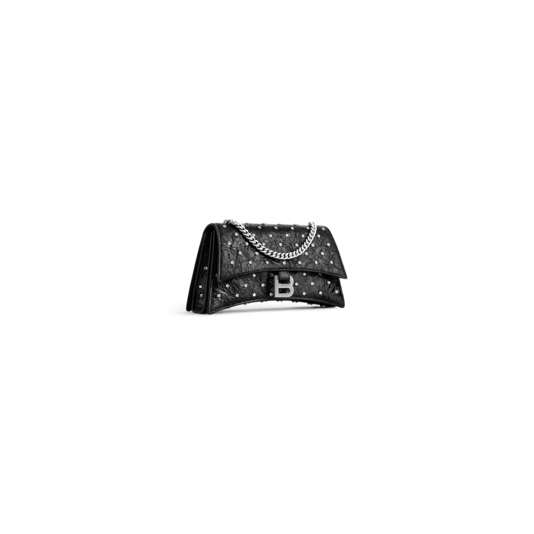 Borsa Con Catena Crush Xs Con Strass da Donna in Nero