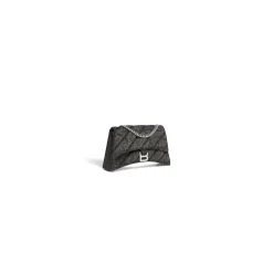 Borsa Con Catena Crush Xs In Denim Trapuntato da Donna in Nero