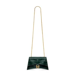 Borsa Con Catena Crush Xs Lavorazione Coccodrillo  da Donna in Verde Bosco
