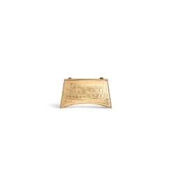 Borsa Con Catena Crush Xs Metallizzata Con Lavorazione Coccodrillo  da Donna in Oro