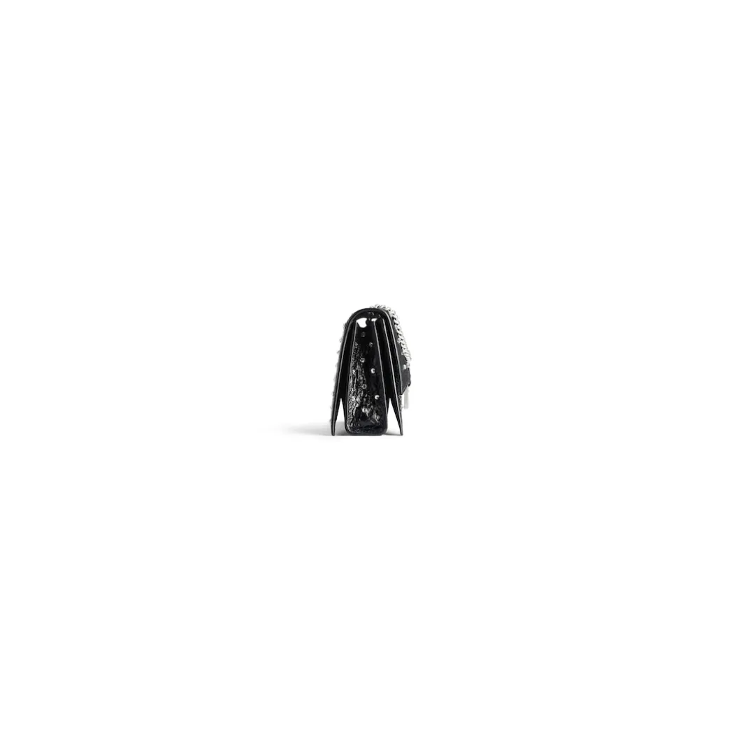 Borsa Con Catena Crush Xs Con Strass da Donna in Nero