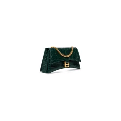 Borsa Con Catena Crush Xs Lavorazione Coccodrillo  da Donna in Verde Bosco